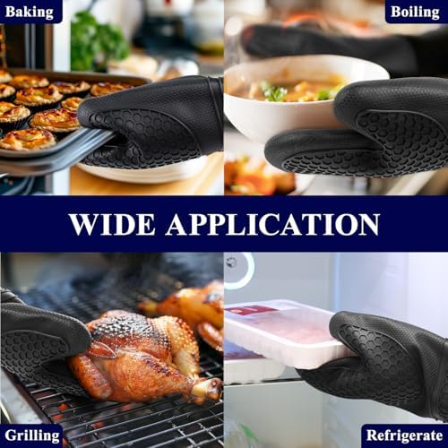 Two-Piece Heat-Resistant Silicone Oven Mitts for Baking Cooking