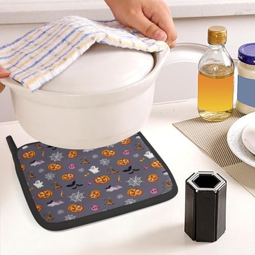 Pumpkin Spice Halloween Oven Mitts Pot Holders Set of 4