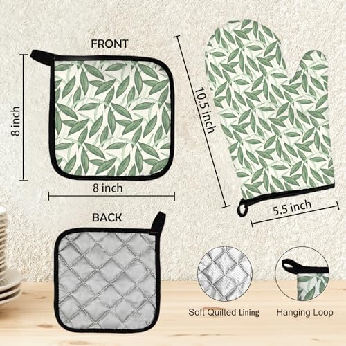 Safe Heat-Resistant Summer Plant Oven Mitts Potholders Set