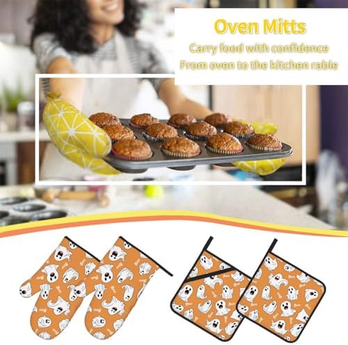 Oven Mitts Potholders Set Halloween Edition
