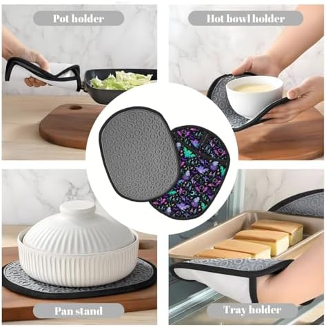 2PCS Halloween Bat Potholders Heat-Resistant Oven Mitts for Kitchen Use