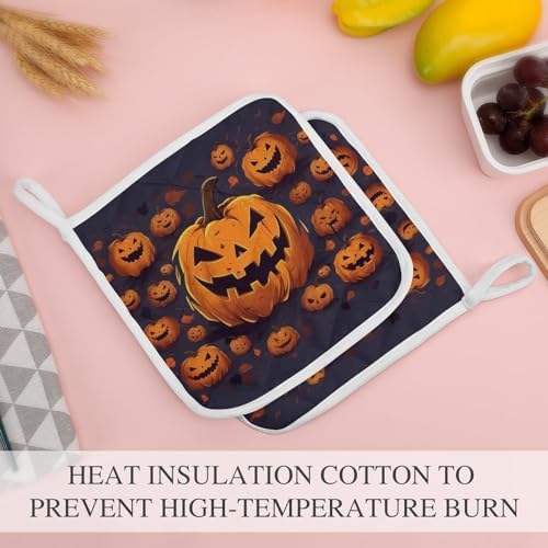 SmtSec Halloween Pumpkin Potholders with Hanging Loops