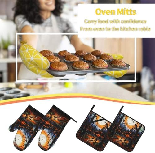 Heat-Resistant Oven Mitts Set for Baking Cooking