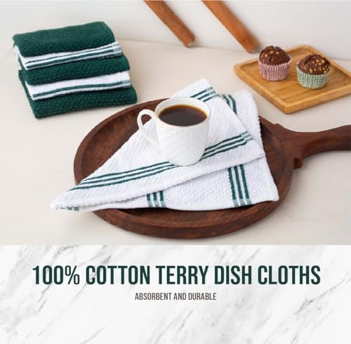 Lane Linen 16-Piece Kitchen Towel Set - Green