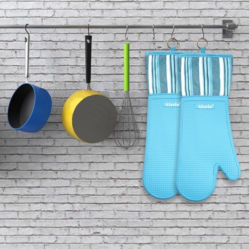 Alselo Oven Mitts Heat Resistant Silicone for 550 Degrees