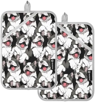 Dalzium Funny Boston Terrier Potholder Set of 2