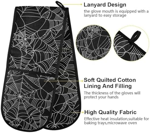 Halloween Spooky Spider Web Oven Mitts for Baking Grilling and More