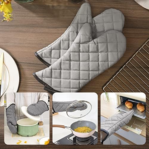 Flame Resistant Heat-Resistant Quilted Oven Mitt Set