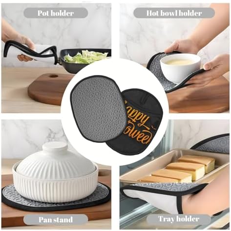 BERMEIZ Happy Halloween Oven Mitts Heat Resistant Non-Slip Silicone Kitchen Gloves 1