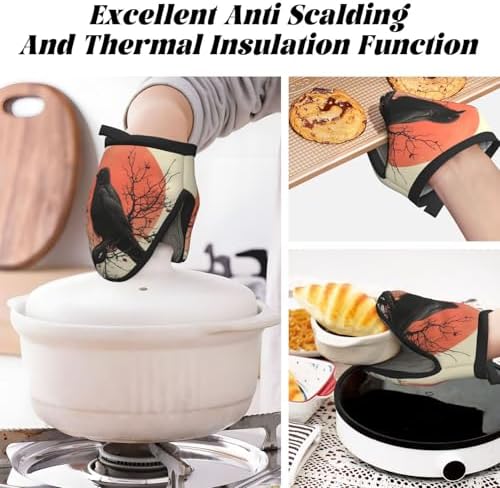 Vintage Halloween Raven Mini Silicone Oven Mitts