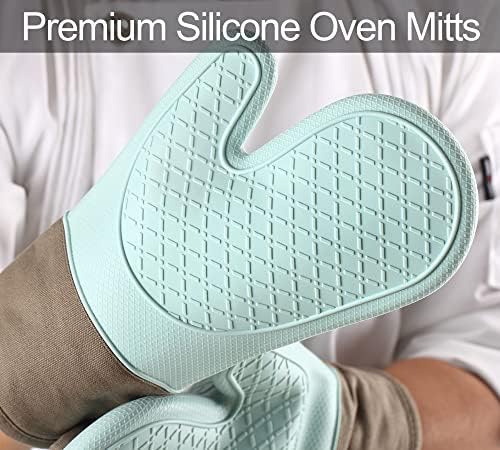 Domonic Home Heat-Resistant Oven Mitts Set Silicone for 600F Protection