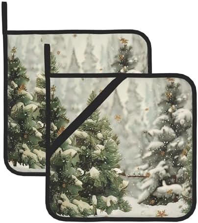 Winter Christmas Tree Pot Holder Set of 2