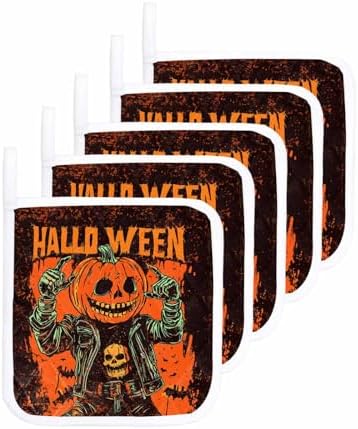 Halloween Treat 5-Piece SafeHot Potholders for Oven Kitchen Use
