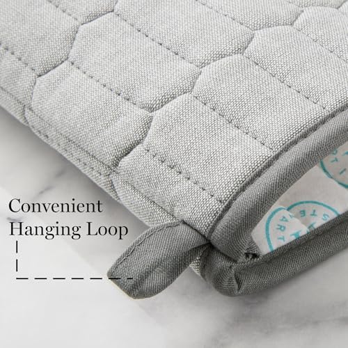 Martha Stewart Honeycomb Quilted Chambray Oven Mitt 2-Pack Set