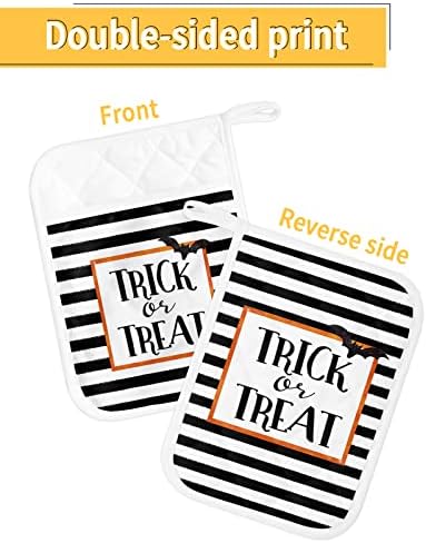 Spooktacular Halloween Bats Pot Holder Set with Pocket for Oven Mitts