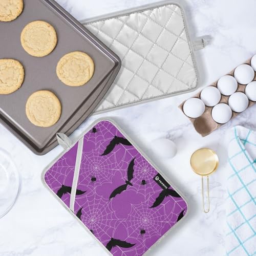 Black Bat Potholders with Pockets Non-Slip Mitts 2 Pack