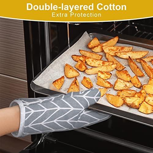 AUAUY 6-Piece Oven Mitts Set with Non-Slip Silicone
