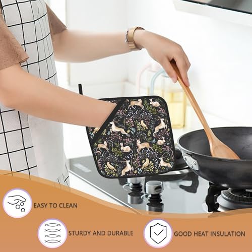 2PCS Forest Deer Potholders Heat-Resistant