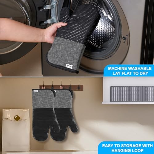 Premium Silicone Oven Mitts Set for Baking Grilling