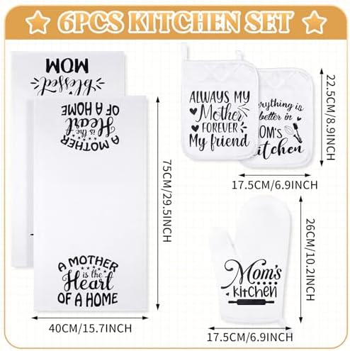 Shinymoon Oven Mitts and Apron Kitchen Gift Set