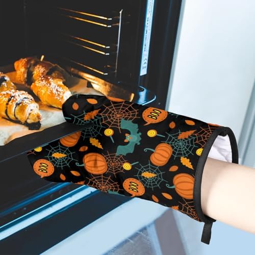 Kawaii Halloween Bat Pumpkin Oven Mitts Set of 2