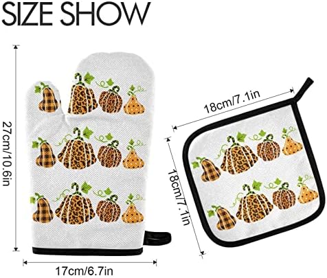 Lhammer Halloween Oven Mitt Set Heat Resistant Pigeon Plaid Pumpkins