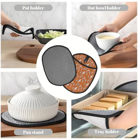Premium Heat-Resistant Silicone Pot HoldersHalloween Mummy Oven Mitts with Hanging Loop