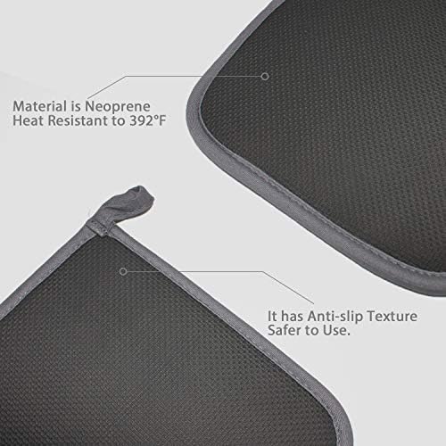 2x Gray Pot Holders Heat Resistant Oven Mitts for Kitchen Use