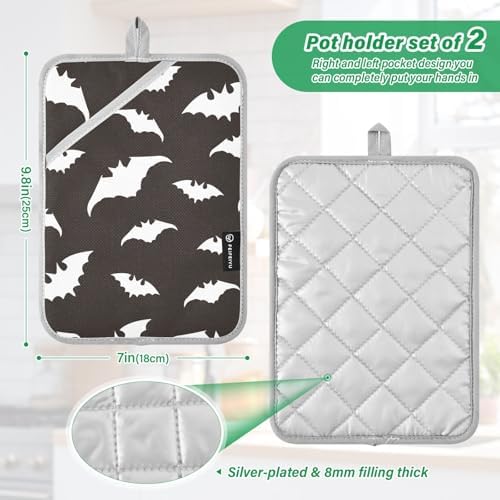 GAIGEO Halloween Bats Potholders Set