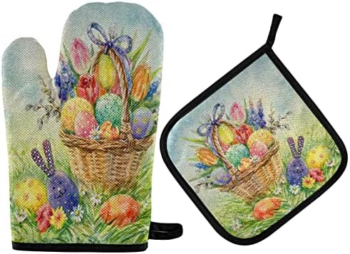 Colorful Easter Egg Oven Mitt Set
