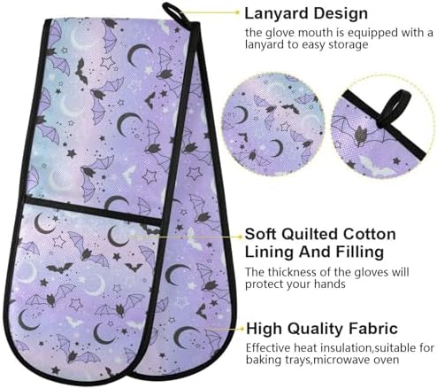Cute Pattern Bats Halloween Protective Oven Mitts for Trick-or-Treat
