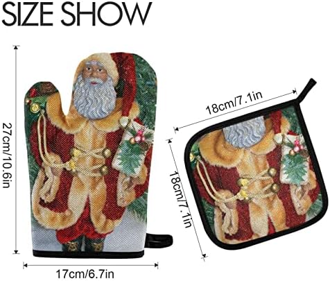 Exnundod African American Santa Oven Mitts Pot Holders Set 2PCS