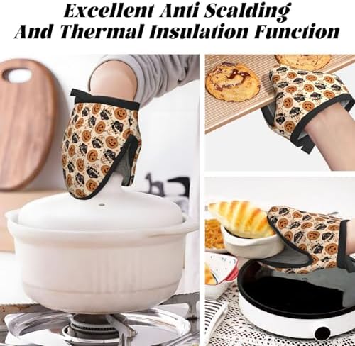 Mini Silicone Oven Mitts - Cat Pumpkin Halloween Gloves