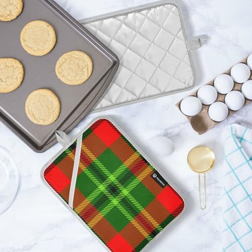 Kcldeci Green Red Tartan Plaid 2Pack Pot Holder Set Heat Resistant Patternd 101
