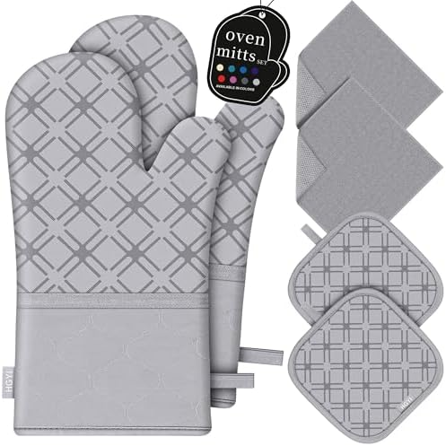 6-Piece Oven Mitts Set Heat-Resistant Premium Soft
