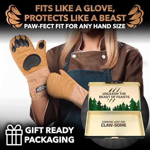 Disc Living Bear Paw Oven Mitt Set Heat-Resistant for Kitchen