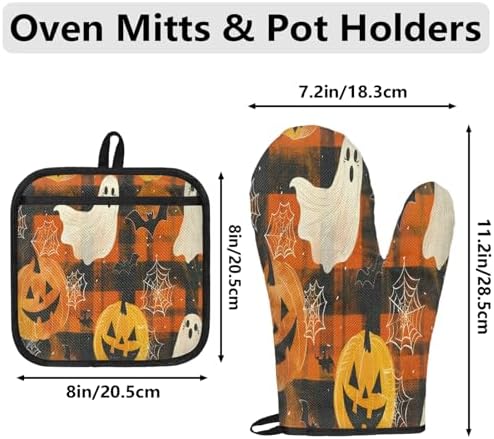 Halloween Fall PPA001 - 4-Piece Oven Mitts Potholders Set