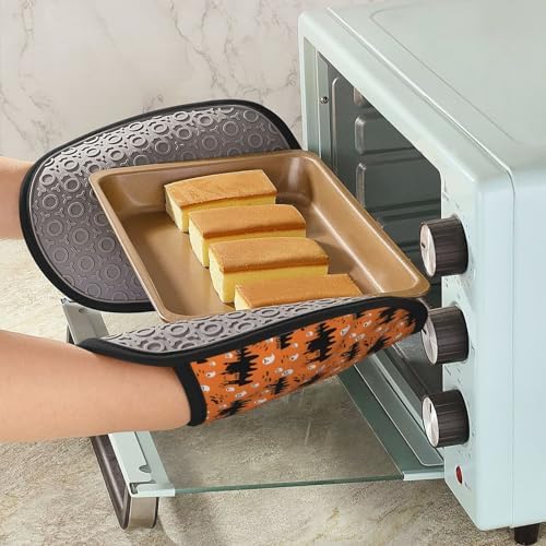 Halloween Spooky White Oven Mitts with Hanging Loop