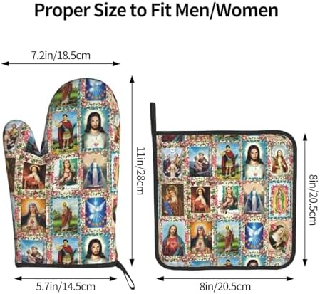 Catholic Saints Oven Mitts Pot Holders Heat-Resistant Fasty Functional