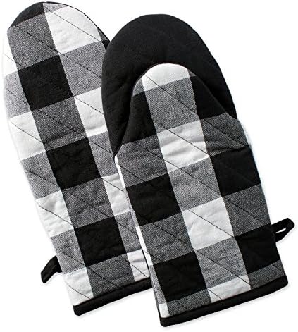 DII Buffalo Check Kitchen Collection Oven Mitt Set Black White 2 Piece