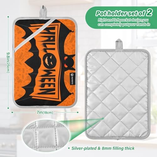 Halloween Black Bat Pot Holder Set