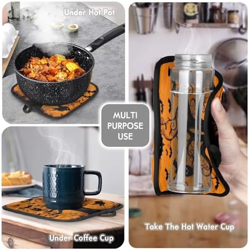 Aglebo Halloween Owls Oven Mitts Pot Holders Set of 2