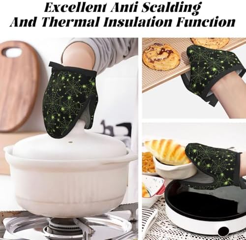 Halloween Halloween Green Spiderweb Oven Mitts