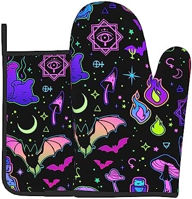 Fashionable High-Quality Halloween Goth Witchy Oven Mitts and Potholders