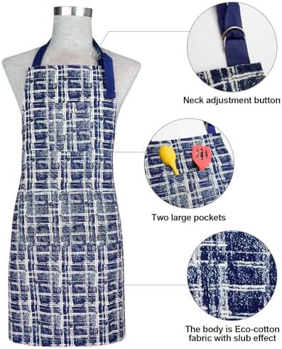 Alselo Oven Mitts and Pot Holders Set of 5 with Cooking Apron Navy
