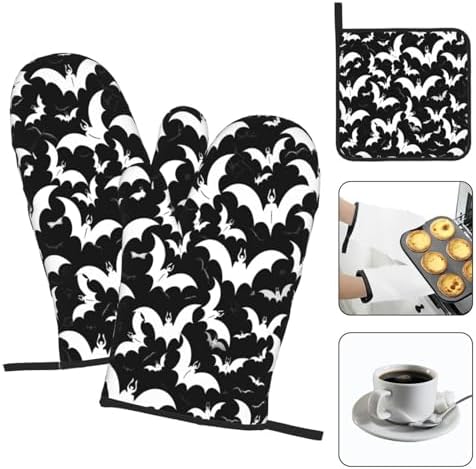 Halloween Scary Bats Oven Mitts and Pot Holders Sets for Discussions