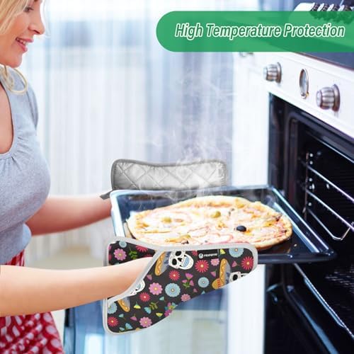 Day of the Dead Potholder Set - Heat-Resistant Oven Mitts