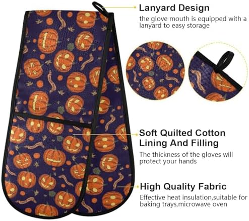 Halloween Orange Pumpkin Oven Mitts Non-Slip Hot Pads