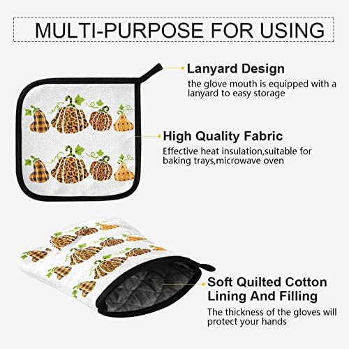 Lhammer Halloween Oven Mitt Set Heat Resistant Pigeon Plaid Pumpkins