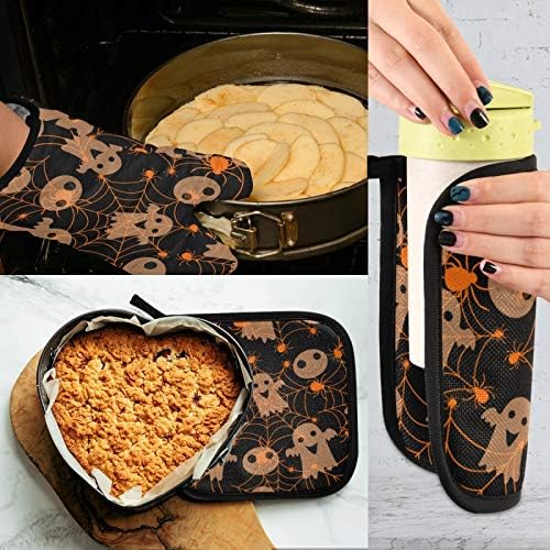Halloween Cute Ghost Pot Holder Oven Mitt Set